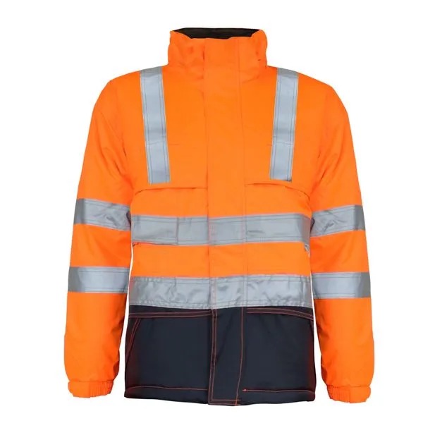 Parka térmica naranja y azul